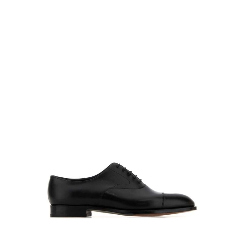 Edward Green Men Black Leather Chelsea Lace-Up Shoes